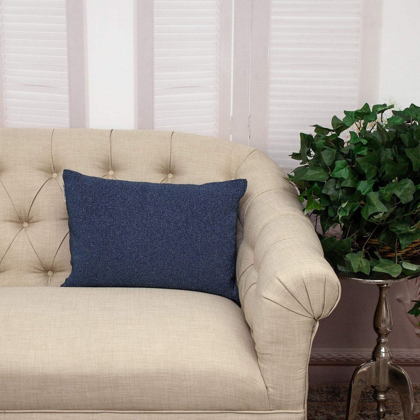 Shimmering Blue Beaded Luxury Throw Pillow - Homeroots - Flyclothing LLC