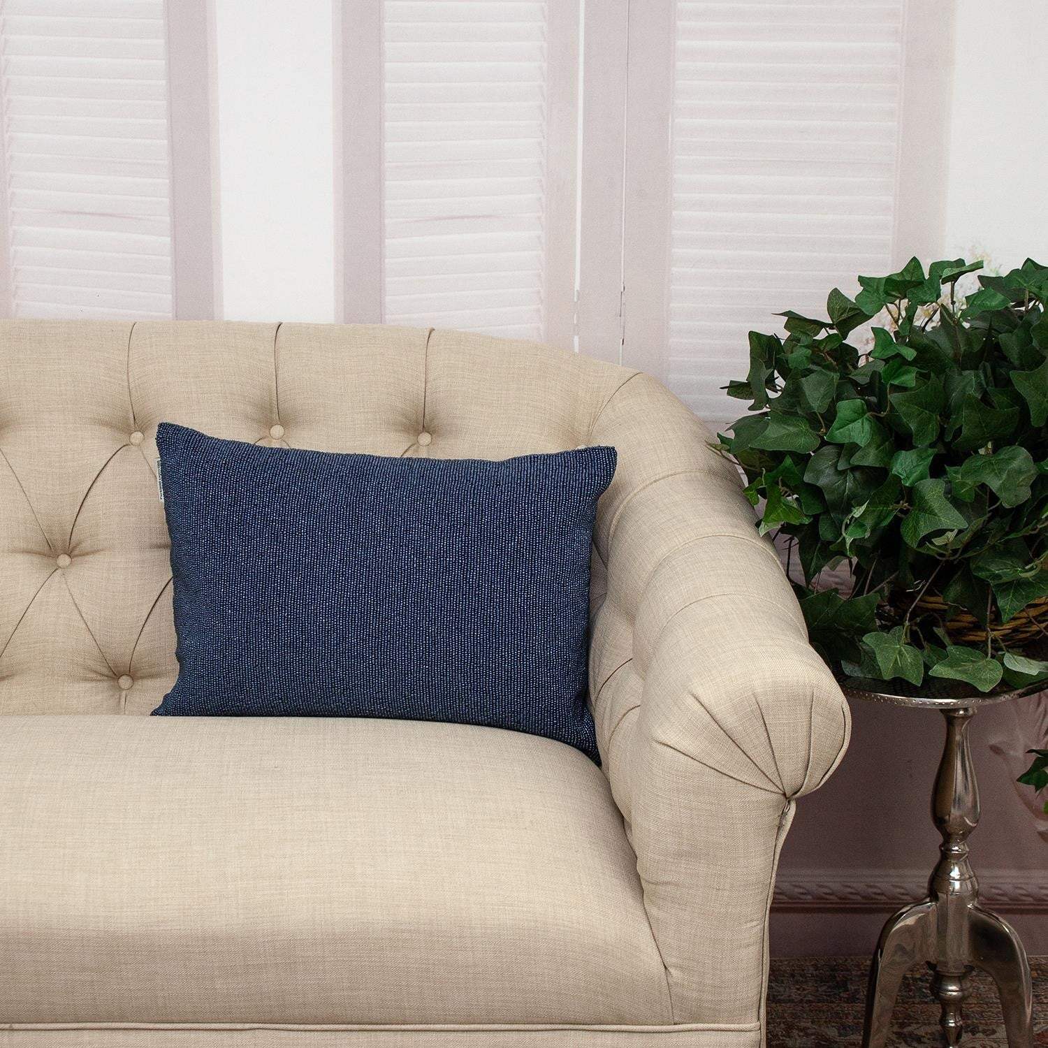 Shimmering Blue Beaded Luxury Throw Pillow - Homeroots - Flyclothing LLC