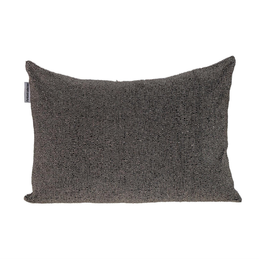 Shimmering Gray Beaded Luxury Throw Pillow - Homeroots