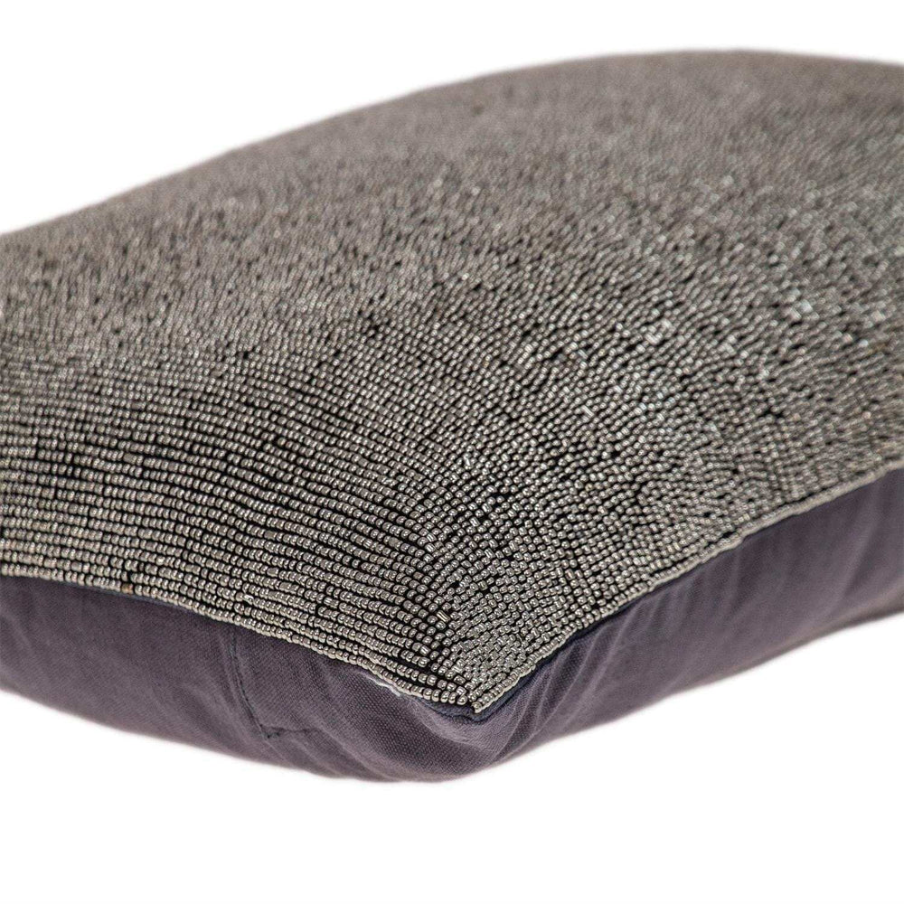 Shimmering Gray Beaded Luxury Throw Pillow - Homeroots - Flyclothing LLC