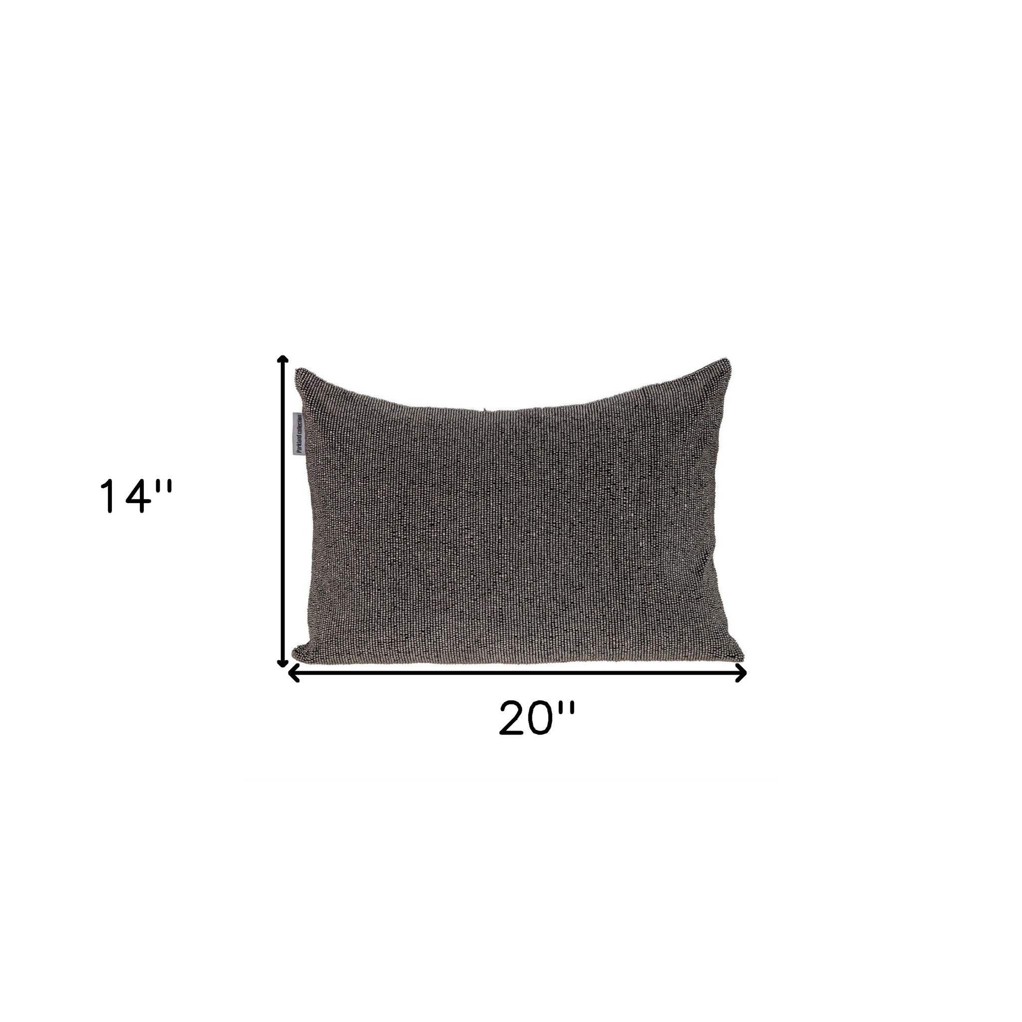 Shimmering Gray Beaded Luxury Throw Pillow - Homeroots - Flyclothing LLC