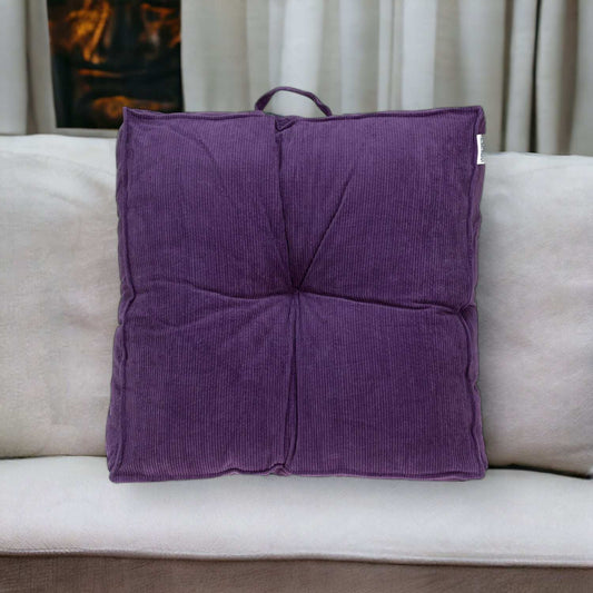 Corduroy Styled Purple Tufted Floor Pillow - Homeroots - Flyclothing LLC