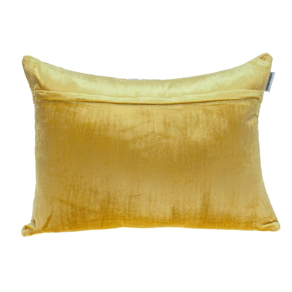 Yellow Quilted Velvet Zig Zag Decorative Lumbar Pillow - Homeroots - Flyclothing LLC