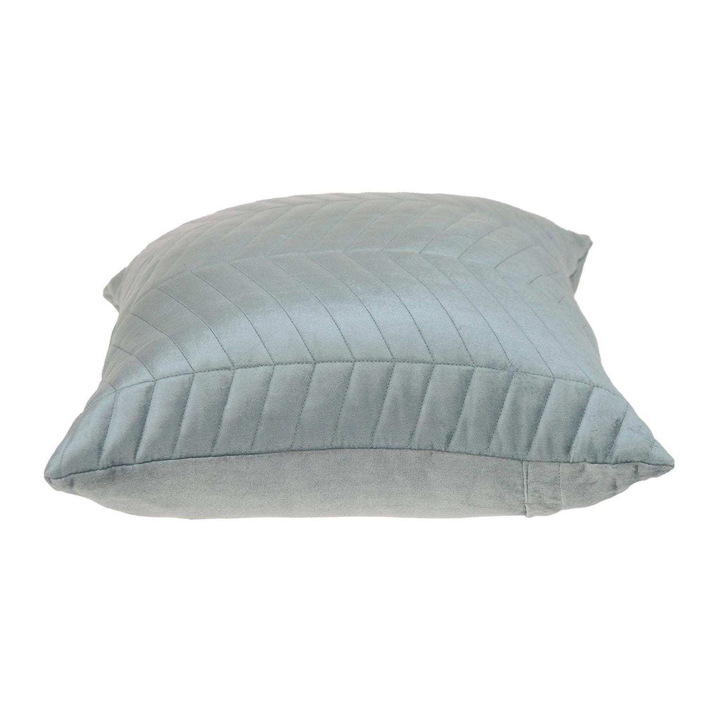 Gray Quilted Velvet Zig Zag Decorative Lumbar Pillow - Homeroots - Flyclothing LLC