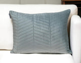Gray Quilted Velvet Zig Zag Decorative Lumbar Pillow - Homeroots