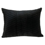 Black Quilted Velvet Zig Zag Decorative Lumbar Pillow - Homeroots