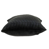 Black Quilted Velvet Zig Zag Decorative Lumbar Pillow - Homeroots