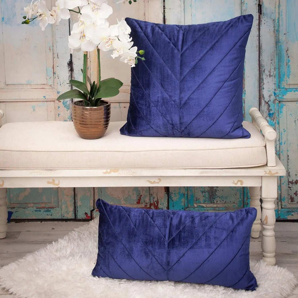 Quilted Velvet Arrows Blue Decorative Throw Pillow - Homeroots - Flyclothing LLC
