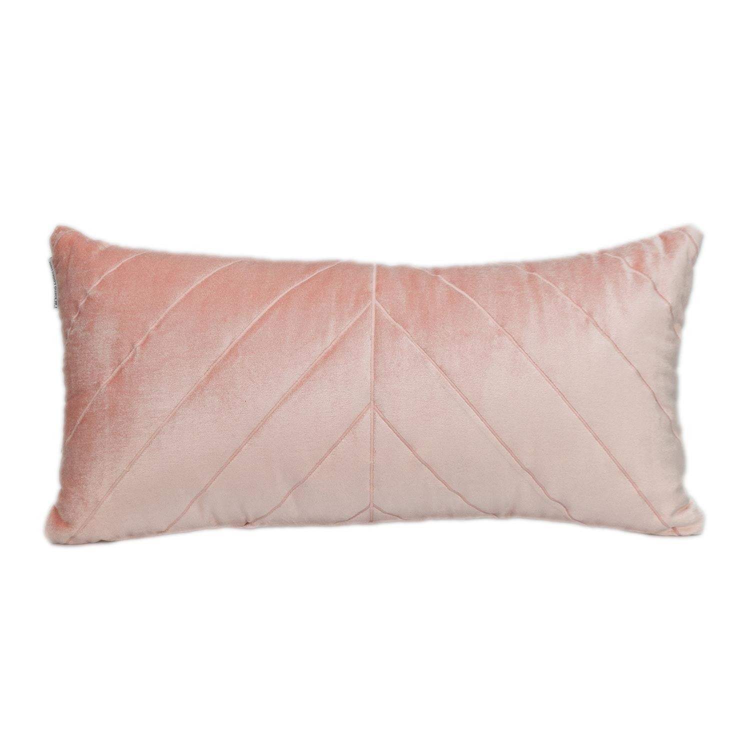 Quilted Velvet Arrows Pink Decorative Lumbar Pillow - Homeroots - Flyclothing LLC