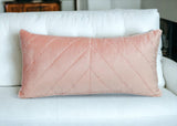 Quilted Velvet Arrows Pink Decorative Lumbar Pillow - Homeroots