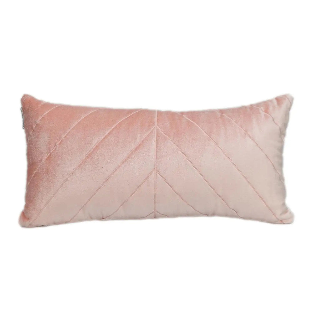 Quilted Velvet Arrows Pink Decorative Lumbar Pillow - Homeroots