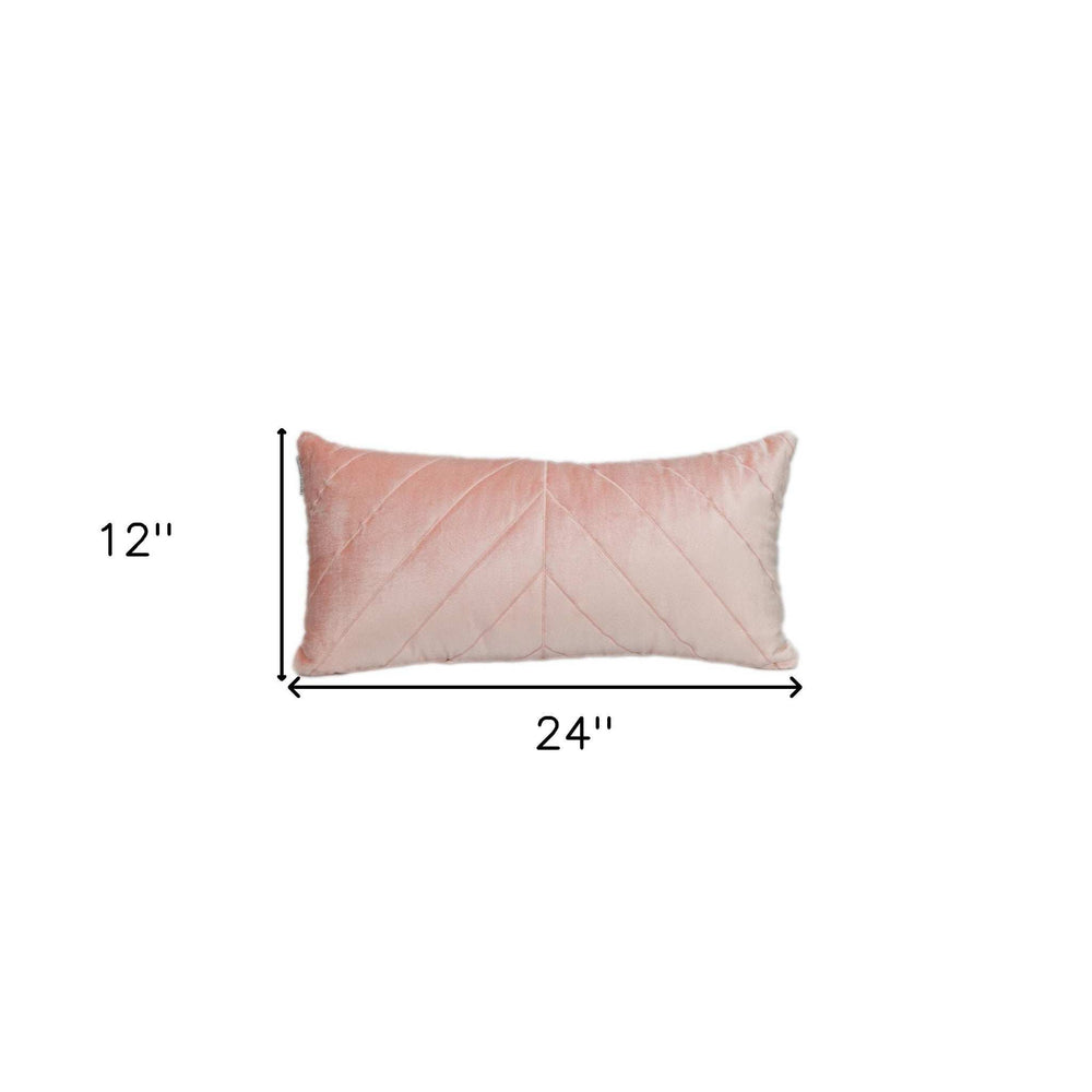 Quilted Velvet Arrows Pink Decorative Lumbar Pillow - Homeroots - Flyclothing LLC
