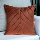 Quilted Velvet Arrows Burnt Orange Decorative Throw Pillow - Homeroots