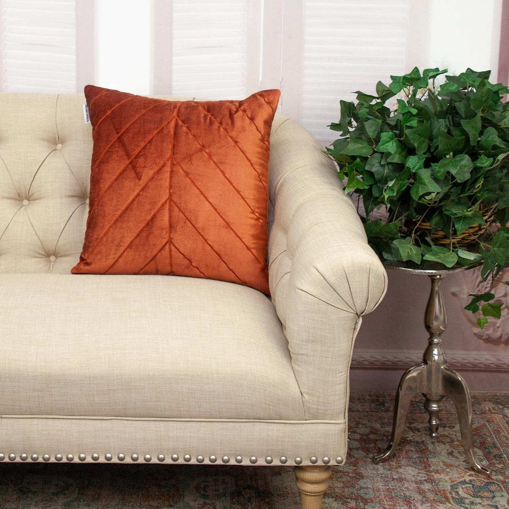 Quilted Velvet Arrows Burnt Orange Decorative Throw Pillow - Homeroots - Flyclothing LLC