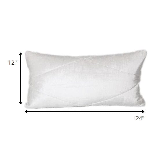 12" X 24" White Cotton Blend Throw Pillow - Homeroots - Flyclothing LLC