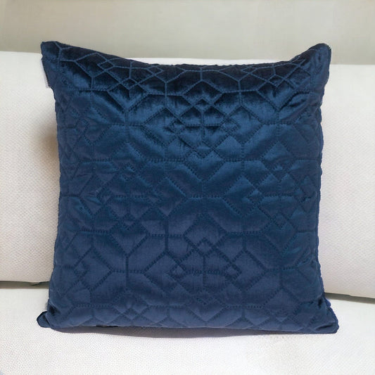 Navy Quilted Velvet Geo Decorative Throw Pillow - Homeroots