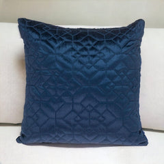 Navy Quilted Velvet Geo Decorative Throw Pillow - Homeroots