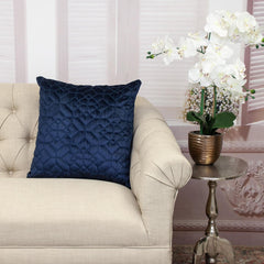 Navy Quilted Velvet Geo Decorative Throw Pillow - Homeroots