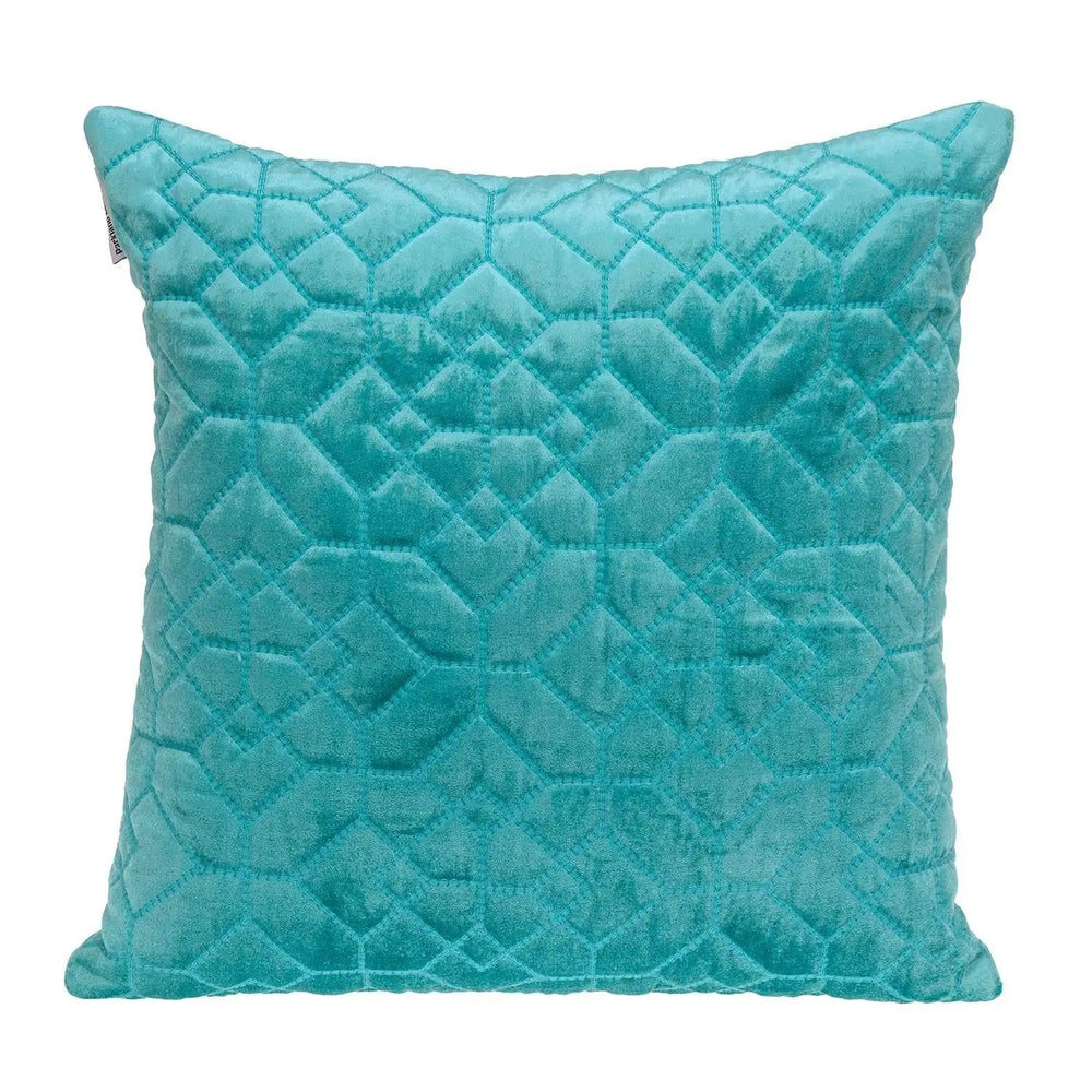 Aqua Quilted Velvet Geo Decorative Throw Pillow - Homeroots