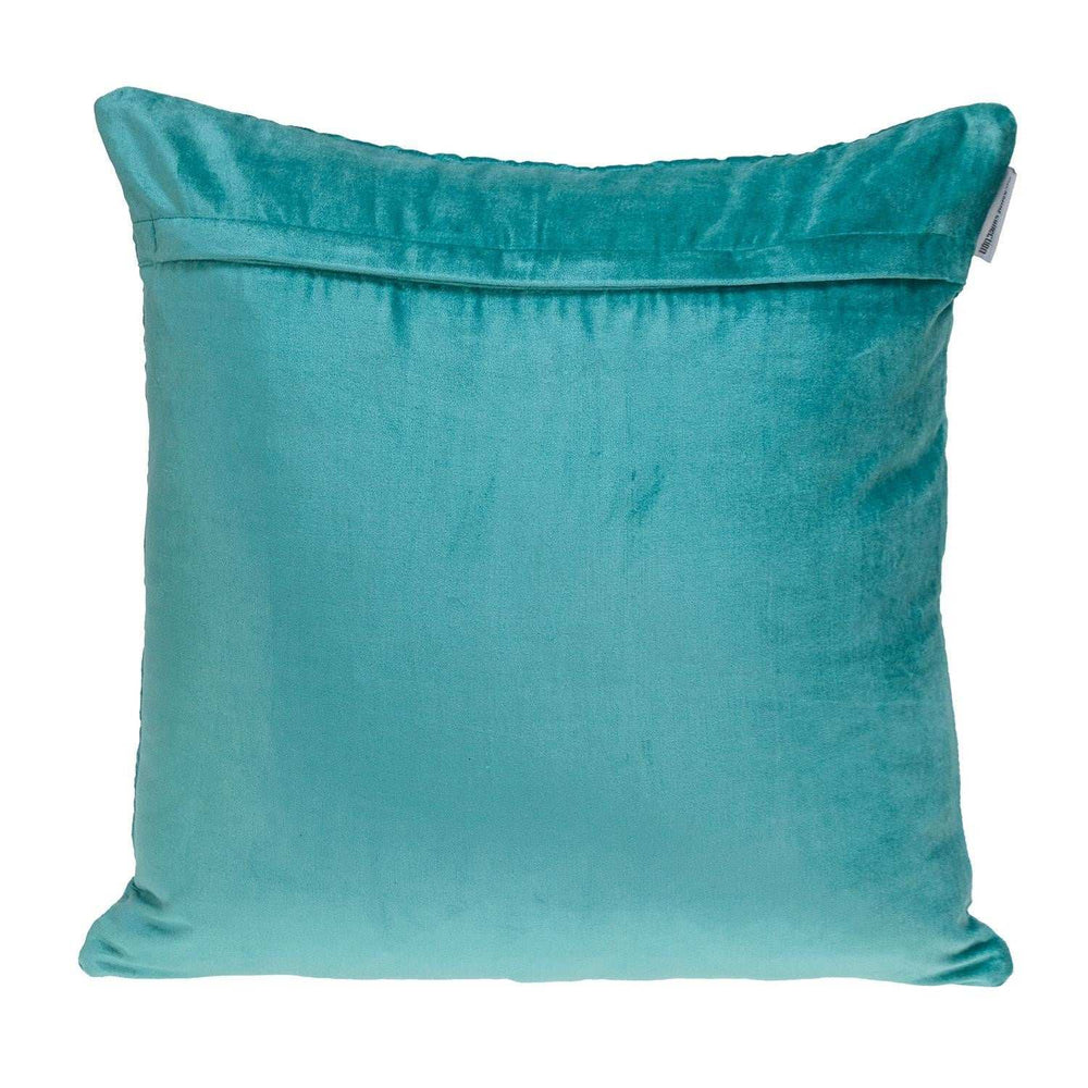 Aqua Quilted Velvet Geo Decorative Throw Pillow - Homeroots - Flyclothing LLC