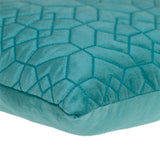 Aqua Quilted Velvet Geo Decorative Throw Pillow - Homeroots - Flyclothing LLC