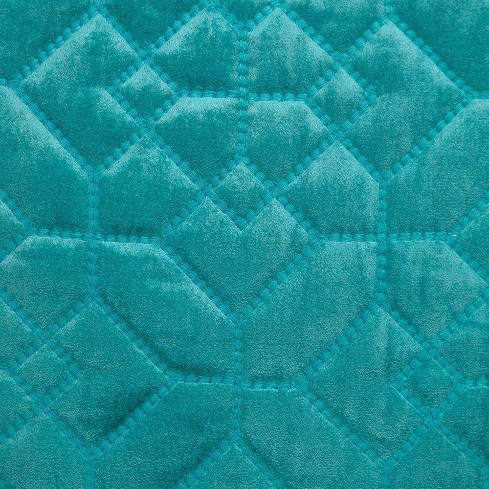 Aqua Quilted Velvet Geo Decorative Throw Pillow - Homeroots - Flyclothing LLC