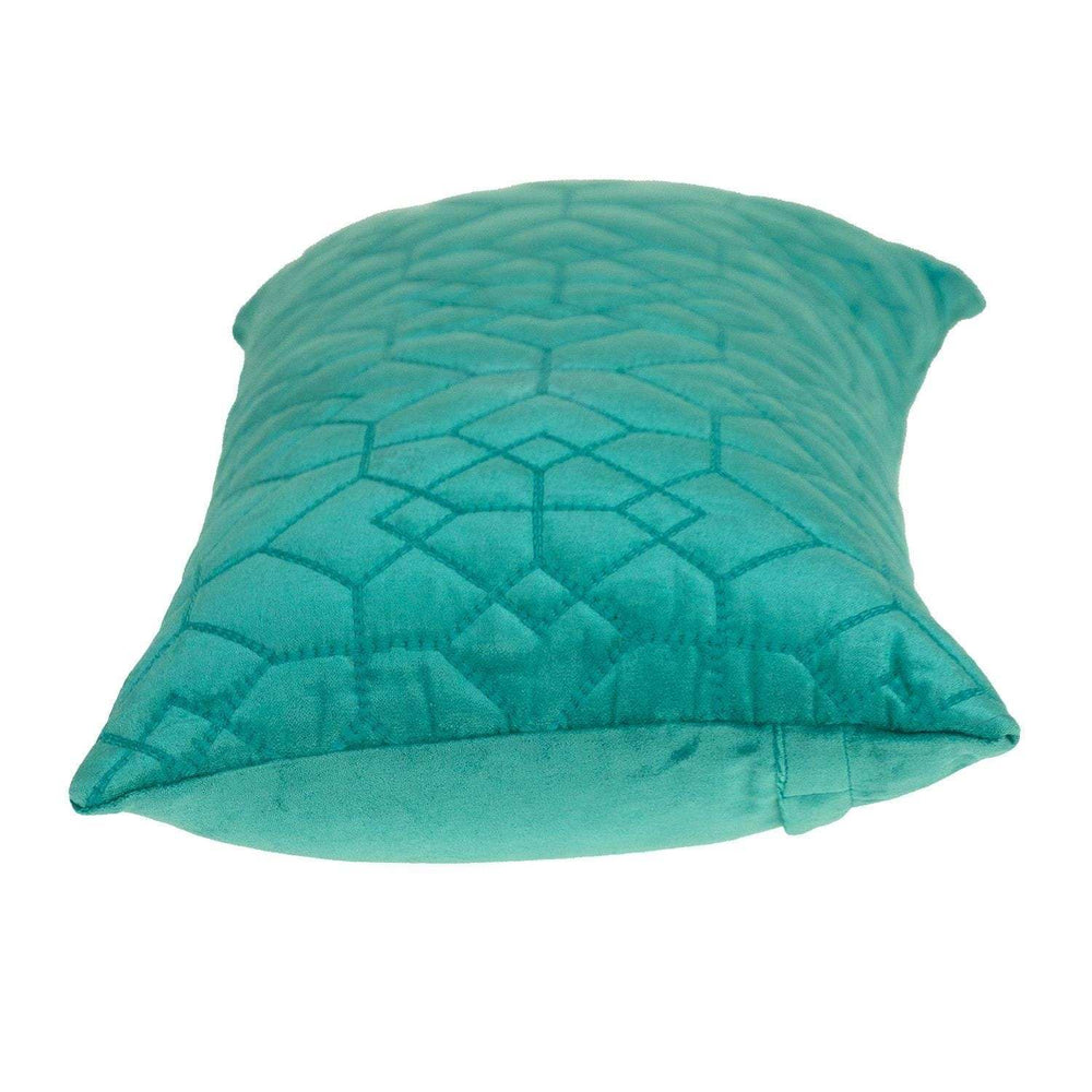 Aqua Quilted Velvet Geo Lumbar Decorative Pillow - Homeroots - Flyclothing LLC