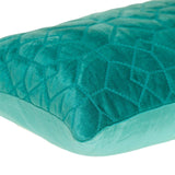 Aqua Quilted Velvet Geo Lumbar Decorative Pillow - Homeroots - Flyclothing LLC