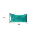 Aqua Quilted Velvet Geo Lumbar Decorative Pillow - Homeroots - Flyclothing LLC