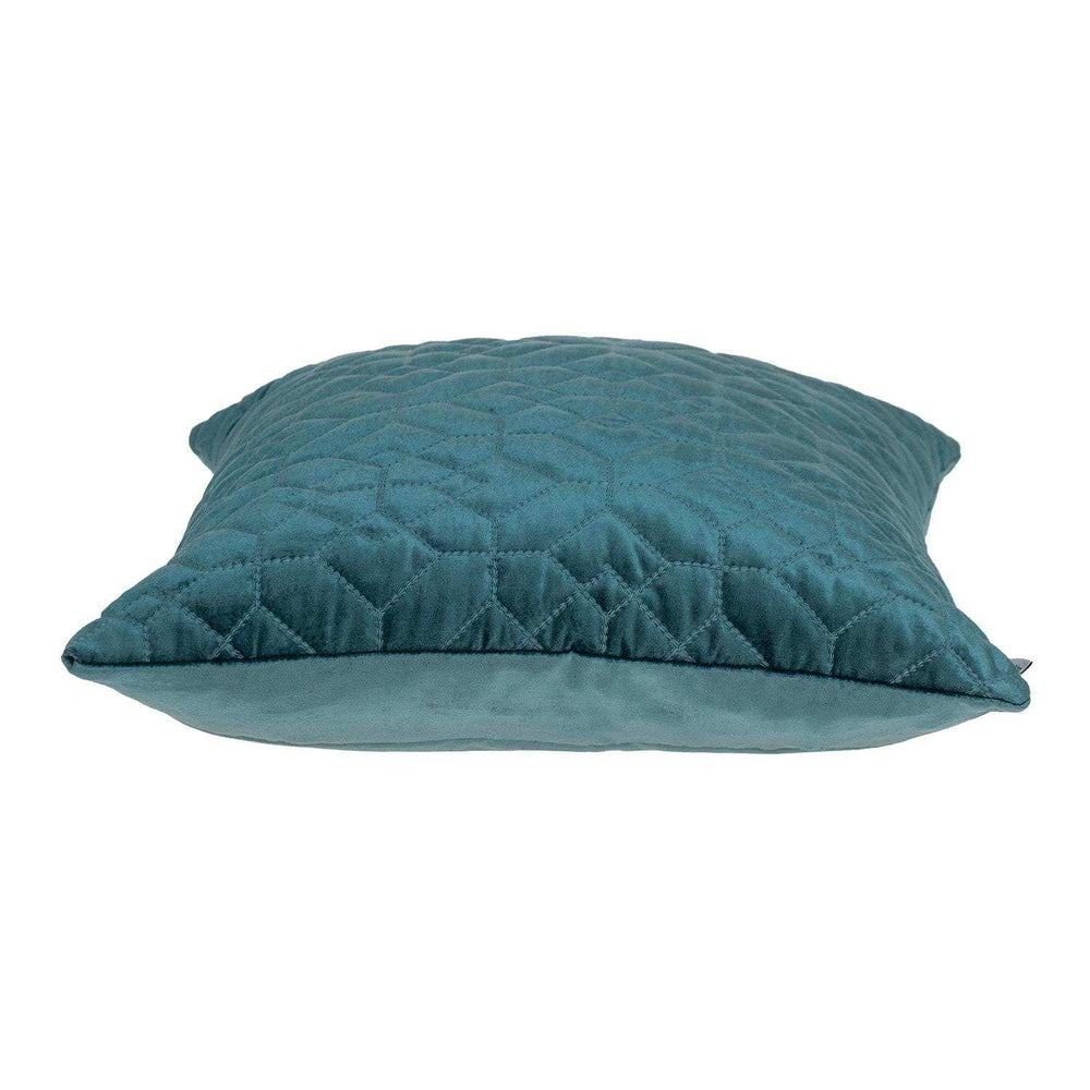 Teal Quilted Velvet Geo Decorative Throw Pillow - Homeroots - Flyclothing LLC
