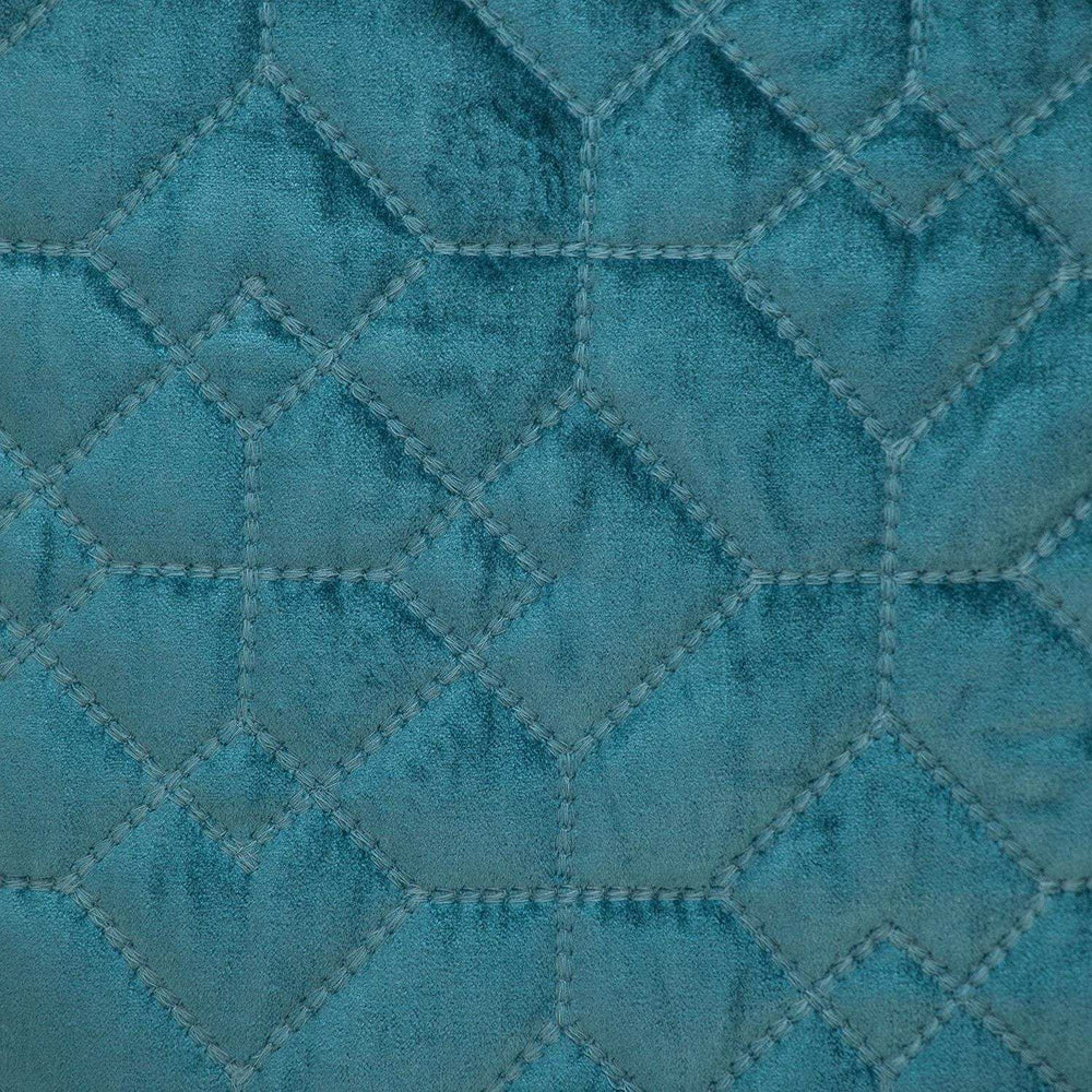 Teal Quilted Velvet Geo Decorative Throw Pillow - Homeroots - Flyclothing LLC