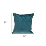 Teal Quilted Velvet Geo Decorative Throw Pillow - Homeroots