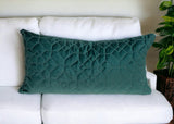 Teal Quilted Velvet Geo Lumbar Decorative Pillow - Homeroots