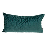 Teal Quilted Velvet Geo Lumbar Decorative Pillow - Homeroots