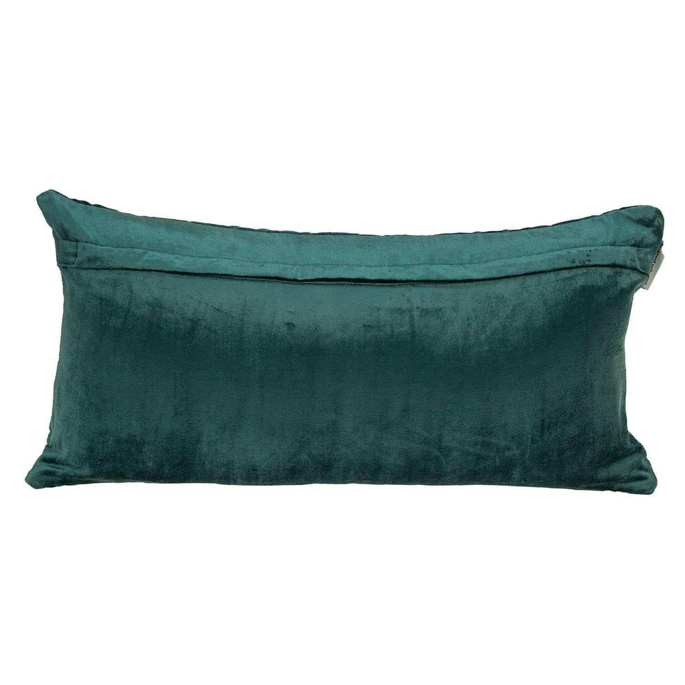 Teal Quilted Velvet Geo Lumbar Decorative Pillow - Homeroots - Flyclothing LLC