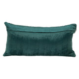 Teal Quilted Velvet Geo Lumbar Decorative Pillow - Homeroots