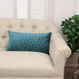 Teal Quilted Velvet Geo Lumbar Decorative Pillow - Homeroots - Flyclothing LLC