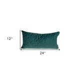 Teal Quilted Velvet Geo Lumbar Decorative Pillow - Homeroots - Flyclothing LLC
