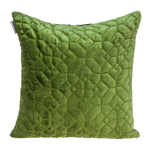 Olive Quilted Velvet Geo Decorative Throw Pillow - Homeroots
