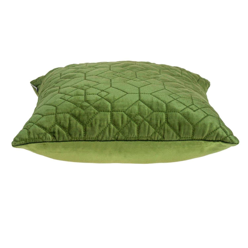 Olive Quilted Velvet Geo Decorative Throw Pillow - Homeroots - Flyclothing LLC