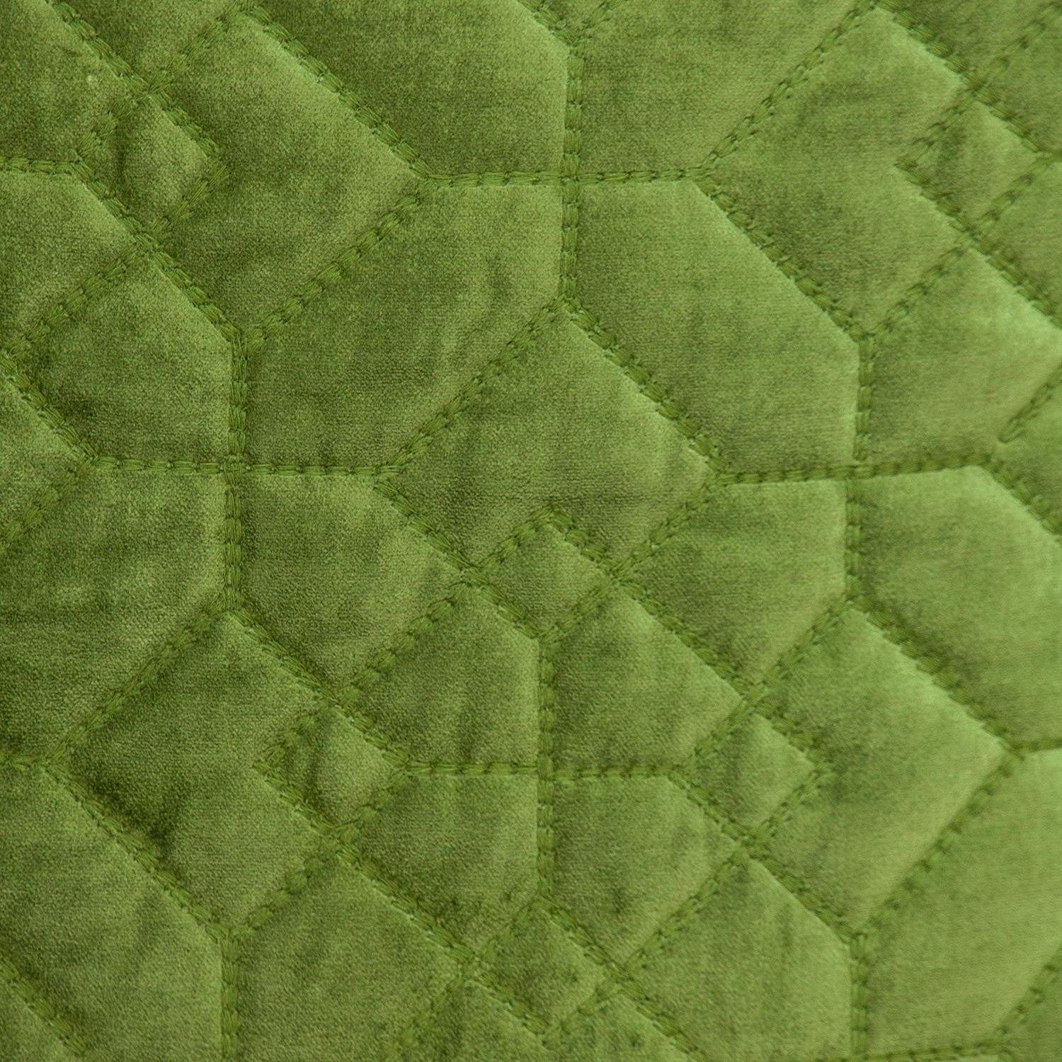 Olive Quilted Velvet Geo Decorative Throw Pillow - Homeroots