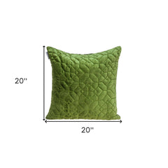 Olive Quilted Velvet Geo Decorative Throw Pillow - Homeroots