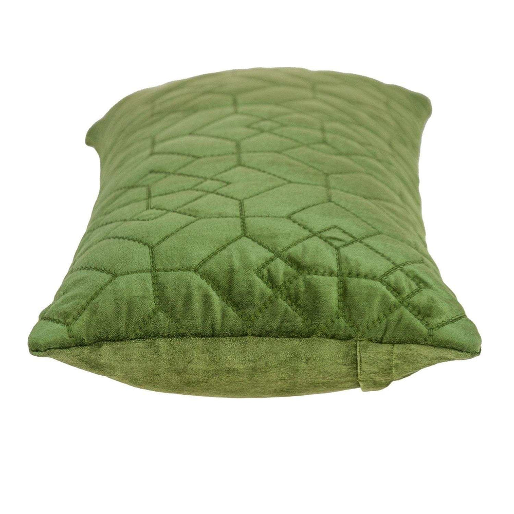 Olive Quilted Velvet Geo Lumbar Decorative Pillow - Homeroots - Flyclothing LLC