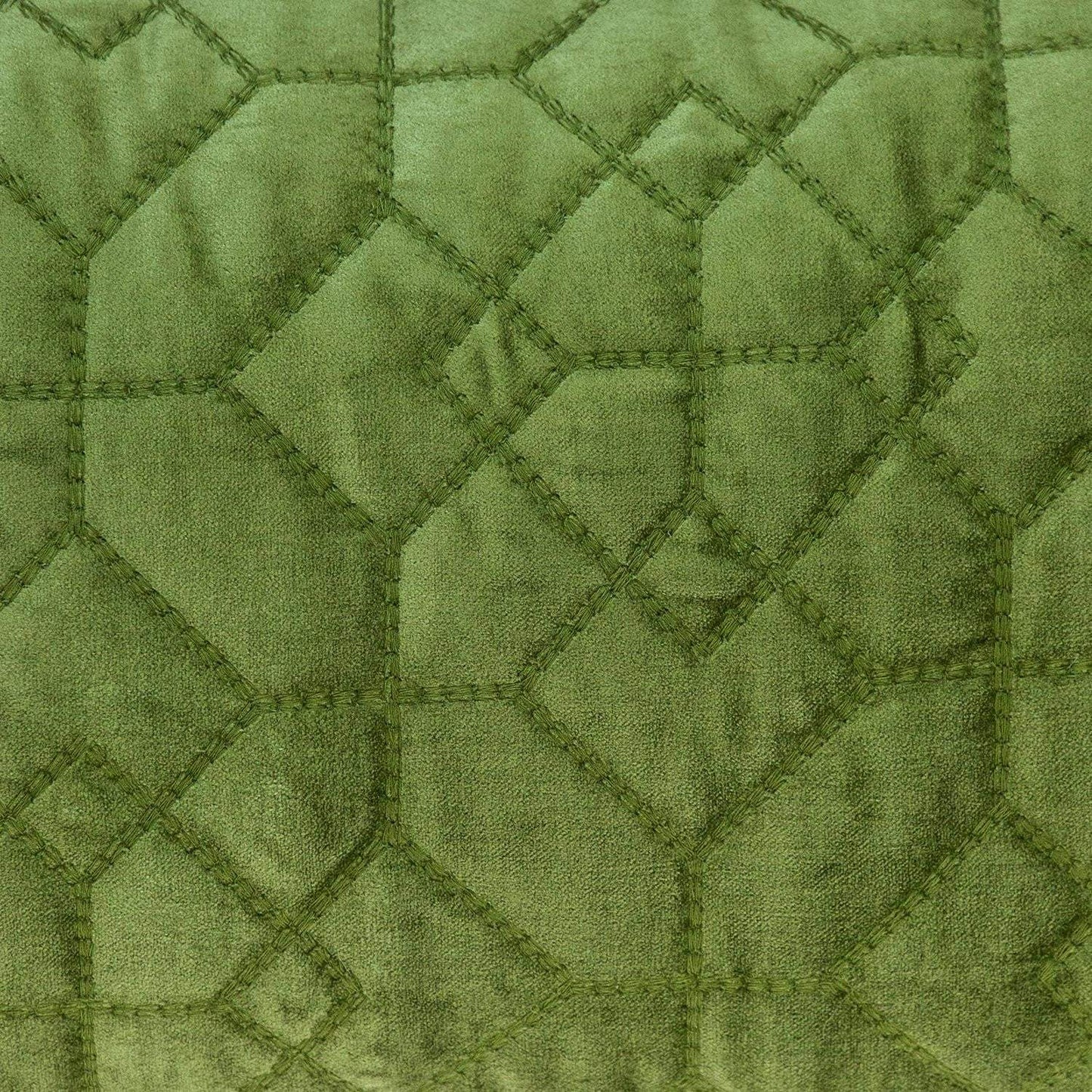 Olive Quilted Velvet Geo Lumbar Decorative Pillow - Homeroots - Flyclothing LLC
