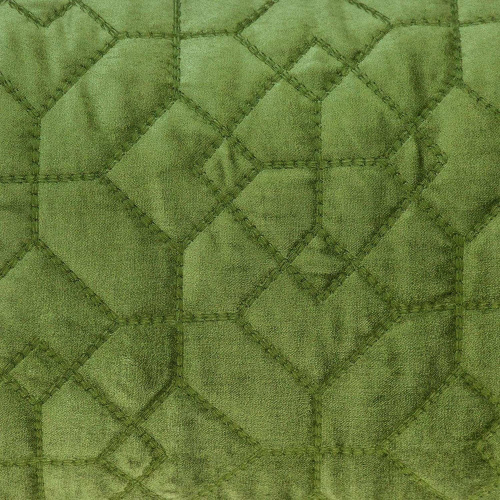 Olive Quilted Velvet Geo Lumbar Decorative Pillow - Homeroots - Flyclothing LLC