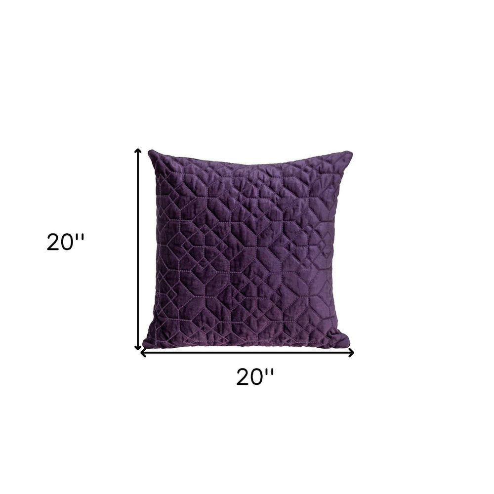 Purple Quilted Velvet Geo Decorative Throw Pillow - Homeroots - Flyclothing LLC