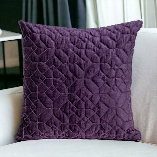 Purple Quilted Velvet Geo Decorative Throw Pillow - Homeroots