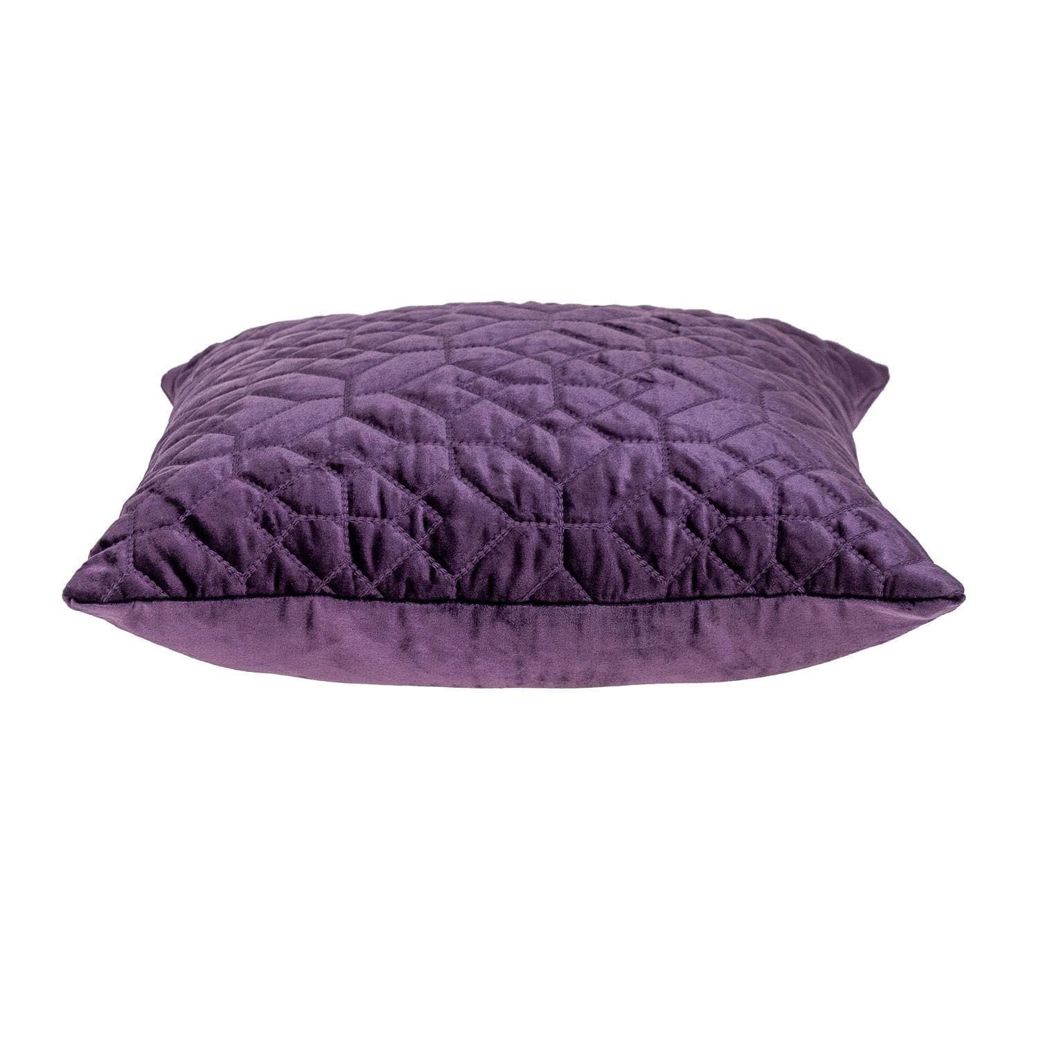 Purple Quilted Velvet Geo Decorative Throw Pillow - Homeroots