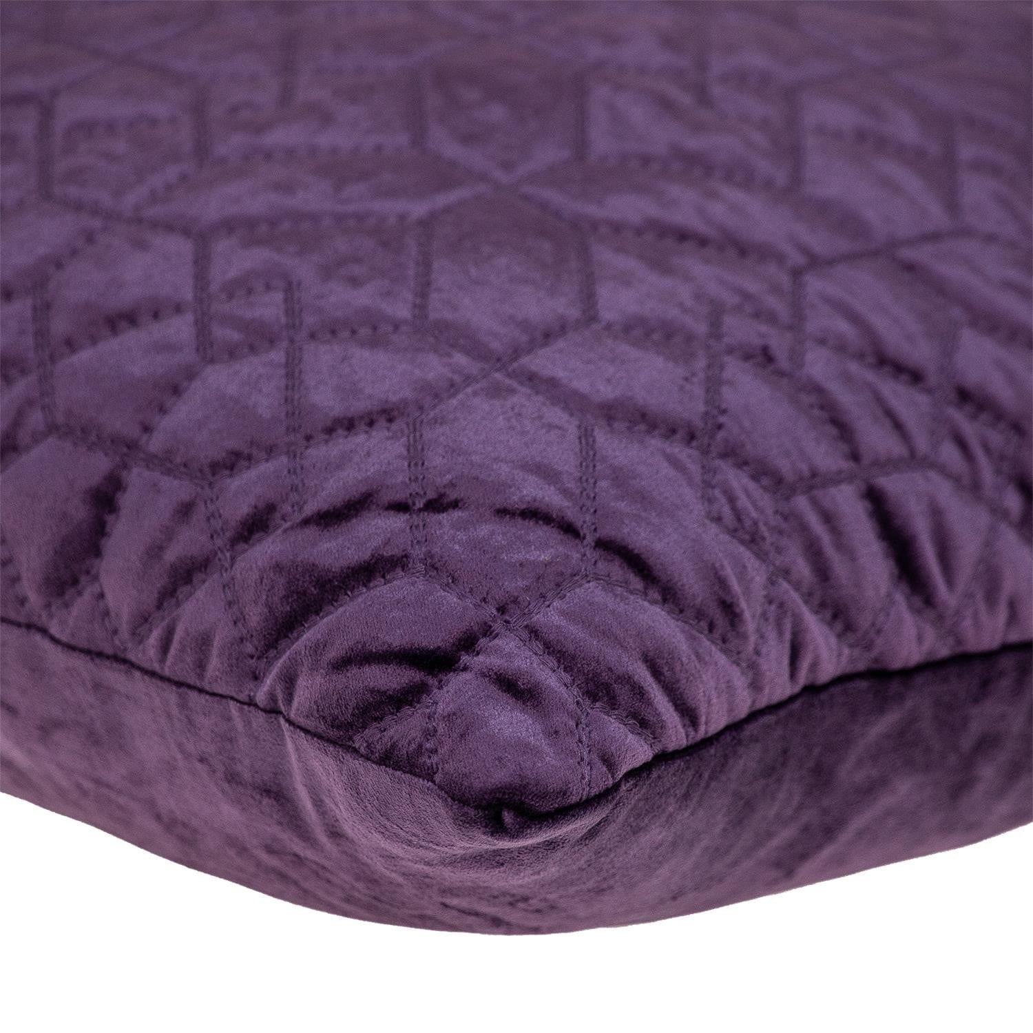 Purple Quilted Velvet Geo Decorative Throw Pillow - Homeroots