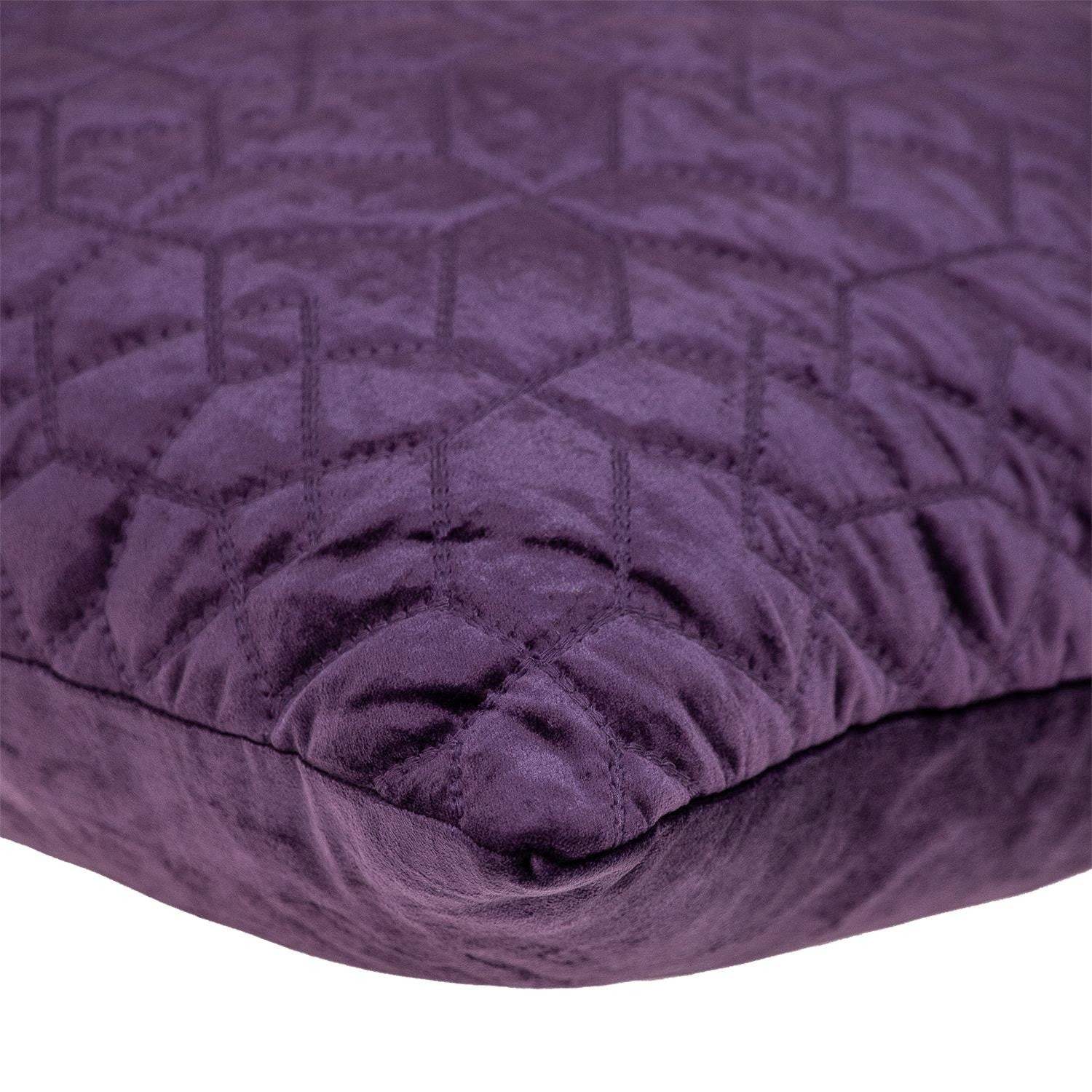 Purple Quilted Velvet Geo Decorative Throw Pillow - Homeroots - Flyclothing LLC